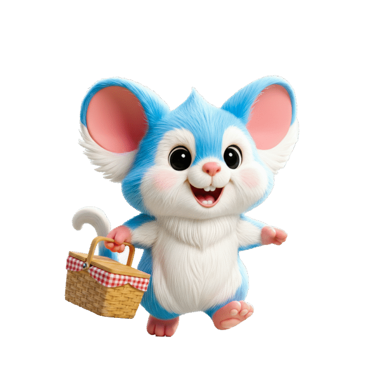 Ozz Possum, Melbourne's cartoon possum mascot, carrying a picnic basket in Melbourne