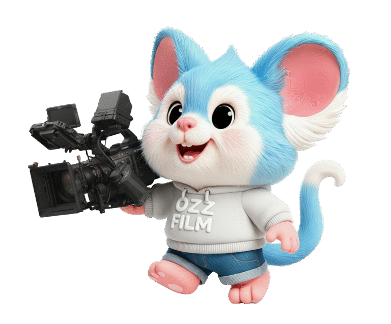Ozz Possum, Melbourne's cartoon possum mascot, filming with a camera