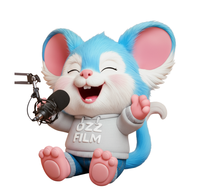 Ozz Possum, Melbourne's cartoon possum mascot, recording a podcast
