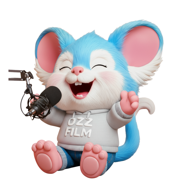 Ozz Possum, Melbourne's cartoon possum mascot, recording a podcast