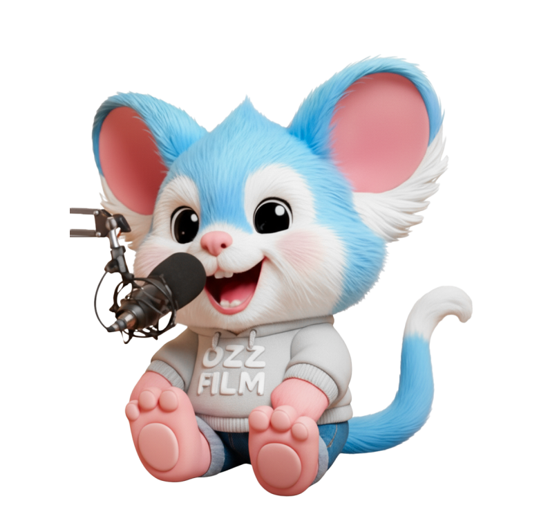 Ozz Possum, Melbourne's cartoon possum mascot, recording a podcast
