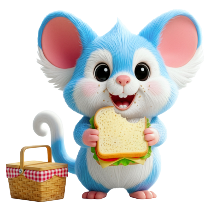 Ozz Possum, Melbourne's cartoon possum mascot, holding a sandwich