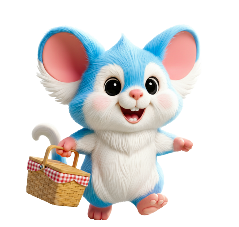Ozz Possum, Melbourne's cartoon possum mascot, carrying a picnic basket in Melbourne
