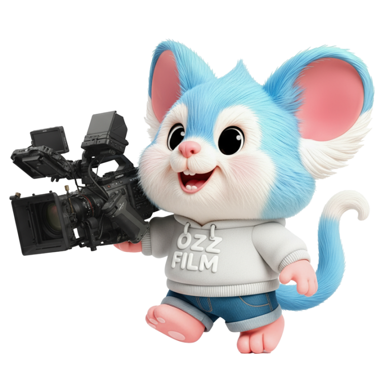 Ozz Possum, Melbourne's cartoon possum mascot, filming with a camera