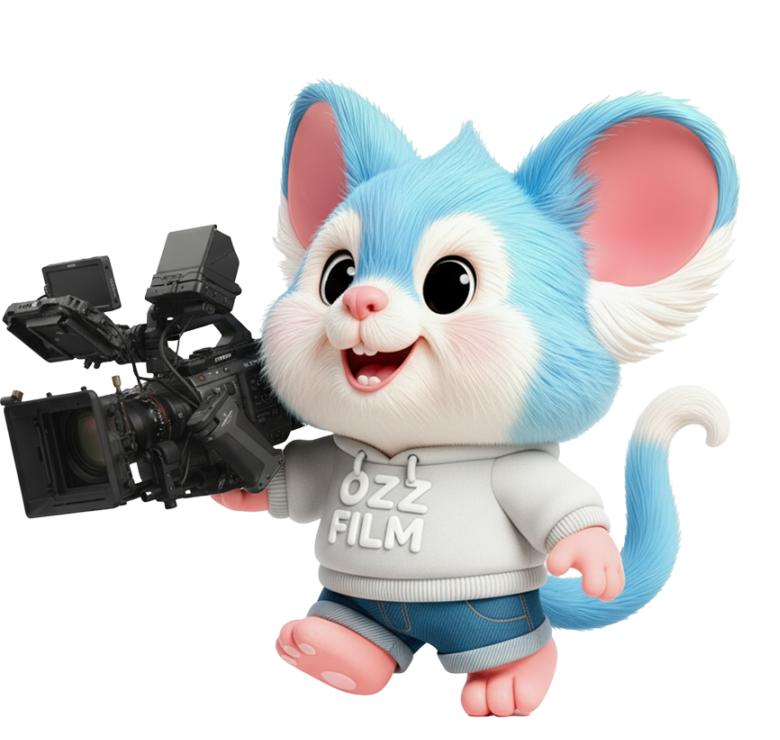 Ozz Possum, Melbourne's cartoon possum mascot, filming with a camera