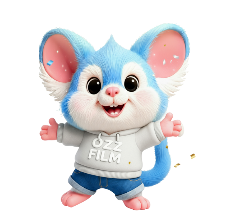 Ozz Possum, Melbourne's cartoon possum mascot, filming with a camera