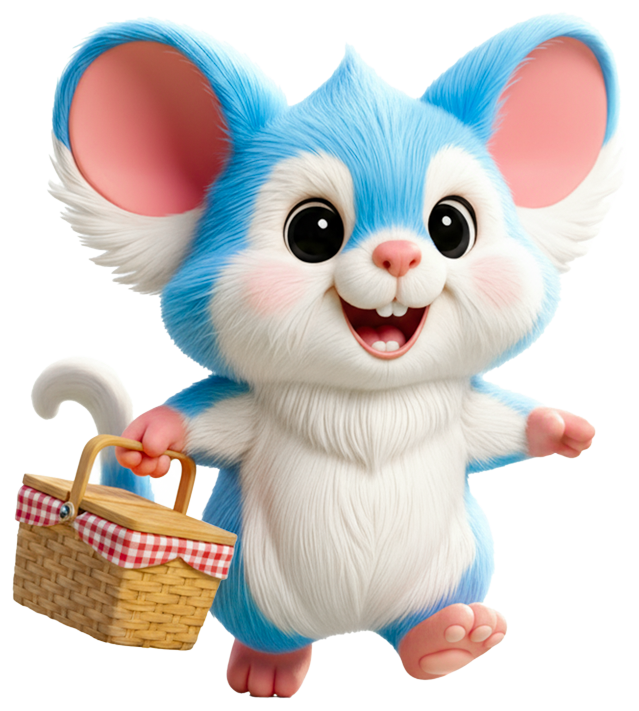 Ozz Possum, Melbourne cartoon possum mascot, carrying a picnic basket