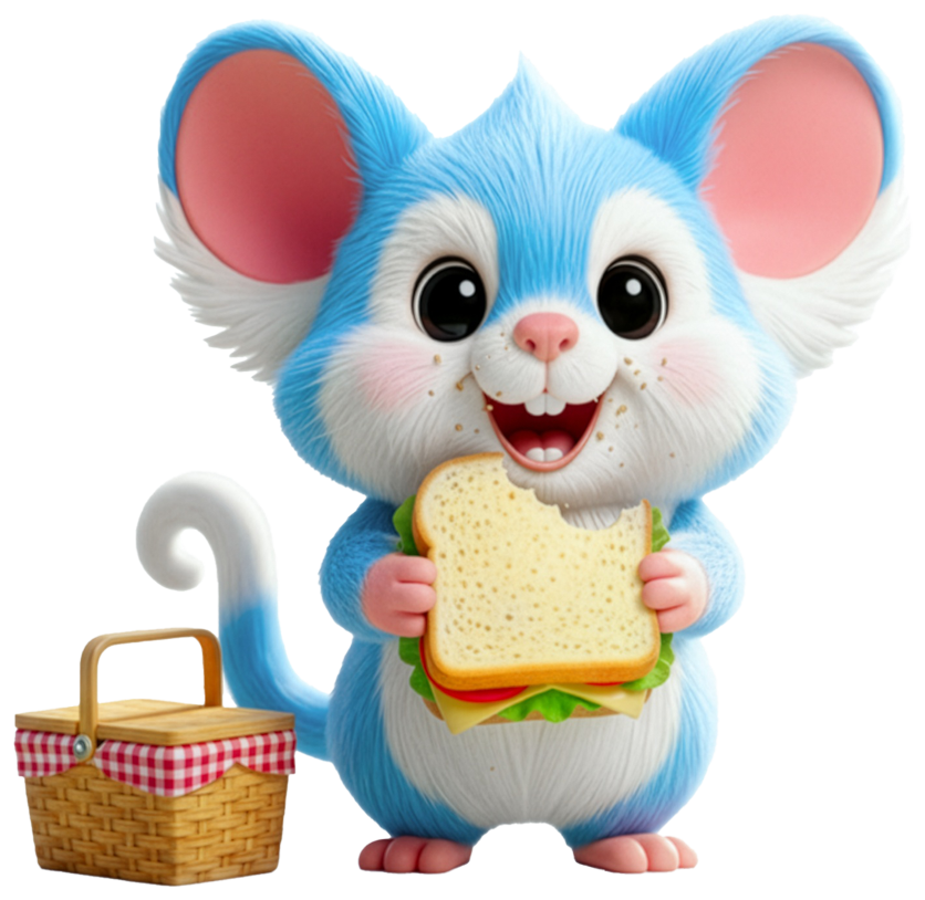 Ozz Possum eating a sandwich in Melbourne